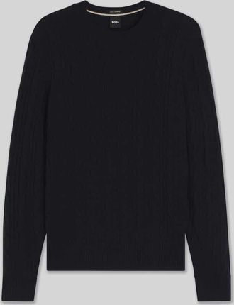 HUGO BOSS Regular Fit Strickpullover aus Schurwoll-Kaschmir-Mix Modell HETICO in Marine, Größe XXXL