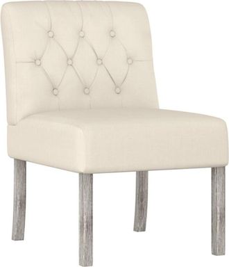 vidaXL Silla tapizada con botones lino Vidaxl