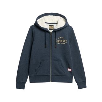 Superdry Metallic Logo Hoodie Rits Blauw - Dames - Vesten met rits - Blauw - 2XS - Hoodies & sweatvesten