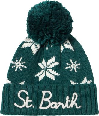 MC2 Saint Barth Man Green Beanie With Norwegian Pattern