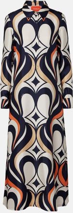 La DoubleJ Abito Chemise Swing in seta con stampa