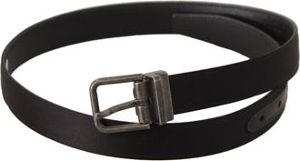 Dolce & Gabbana Womens Black Calfskin Leather Vintage Metal Buckle Belt