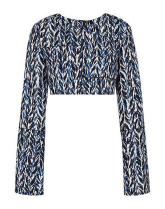 8 by YOOX PRINTED LONG SLEEVE CROP TOP