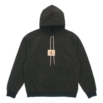 Nike Jordan Mens Air Jordan Hooded Casual Printing Sports Plush Pullover Autumn Black DC9585-010