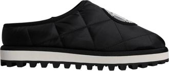 Dolce & Gabbana Gewatteerde Logo Patch Instapsandalen - Heren - Slip ons - Zwart - 44 EU - Polyester - Schoenen