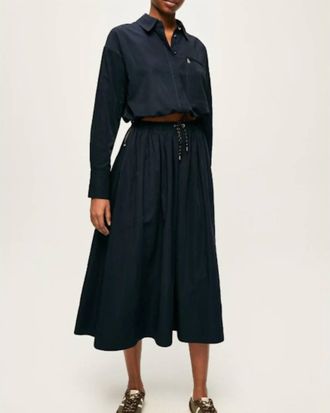 Veronica Beard Bates Bungee Midi Skirt In Navy