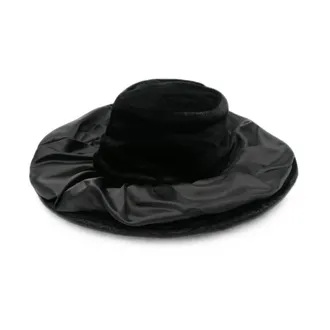 Junya Watanabe Sombrero de cubo de sat&eacute;n con borde ancho de pelo sint&eacute;tico - Accessories - Mujer - Negro - ONE SIZE
