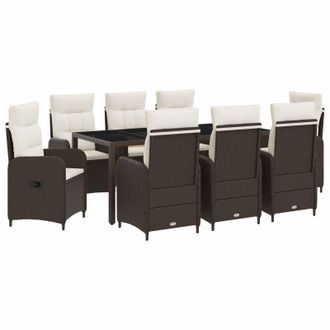 vidaXL Juego De Comedor Para Exteriores 9 Uds. Marr&oacute;n Y Crema Blanca Vidaxl