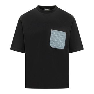 Dsquared2 T-Shirts, male, Black, Size: 2XL Loose Fit Tee