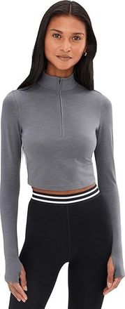 SPLITS59 Stevie Active Rib 1/2 Zip Womens Clothing Heather/Grey : XS, Polyester/Spandex