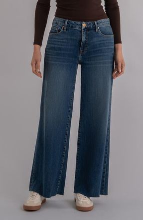 Kut from the Kloth Meg Raw Hem High Waist Wide Leg Jeans in Rad at Nordstrom, Size 00