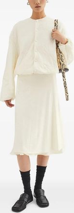 Jil Sander Womens Falda Bordado Flores Crudo - Ivory Cotton - Size EU 38 (Womens)