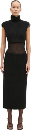 Sportmax Kleedjes, Dames, Zwart, M, Wol, Arabba Jurk