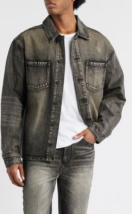 Rta Norris Washed Denim Shirt Jacket in Ash Storm at Nordstrom, Size Xxx-Large