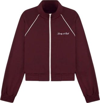 Sporty & Rich Signature Logo Retro Track Jacket - Dames - Trainingsjackets - Rood - L - Polyester - Fitness