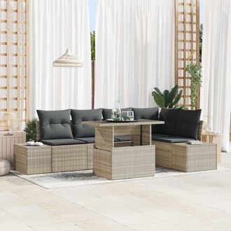 vidaXL Conjunto De Sof&aacute; De Jard&iacute;n 6 Pcs Gris Claro Polirat&aacute;n Vidaxl