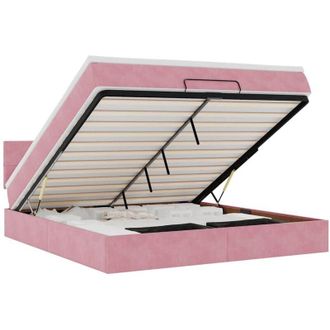 vidaXL Cama Otomana Con Colch&oacute;n Y Led Terciopelo Rosa 180x200cm Vidaxl