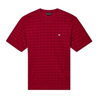 Emporio Armani T-Shirts, male, Red, Size: L Monogram T-Shirt