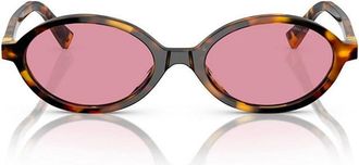 Miu Miu MU04ZSFVAU07F Oval Tortoiseshell Sunglasses - Tortoiseshell