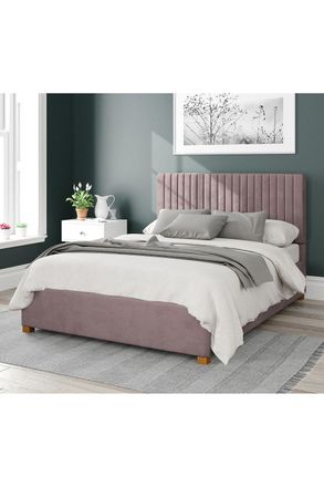Aspire Home Accents Grant Upholstered Ottoman Storage Bed, Plush Velvet Fabric in Rose | Size: Double
