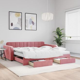 vidaXL Vidaxl - Sof&aacute; Cama Nido Con Cajones Terciopelo Rosa 100x200 Cm