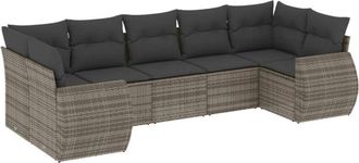 vidaXL Vidaxl - Set De Sof&aacute;s De Jard&iacute;n 7 Piezas Con Cojines Rat&aacute;n Pe Gris
