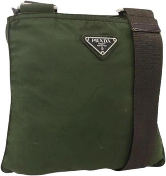Prada Pre-owned Cross Body Bags, female, Green, Size: ONE SIZE Pre-owned Vintage Nylon Shoulder Bag