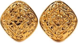 Chanel 1970-1980 Gold Plated CC Clip On Earrings costume earrings