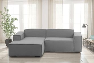 Talamo Italia Talamo Italia - Sof&aacute; Fijo Daniela, Gran Sof&aacute; Modular De 2 Plazas Pen&iacute;nsula Izquierda, 100% Made In Italy, Sof&aacute; Moderno En Tela, Cm 240x170h70, Gris, C