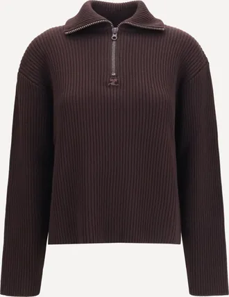 Courr&egrave;ges Ribbed zip Sweater Female XS