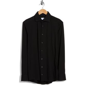 Eton Slim Fit 4-Flex Stretch Dress Shirt in Black at Nordstrom Rack, Size 15.5