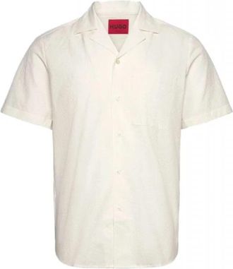 HUGO BOSS Short Sleeve Shirt - Heren - Korte mouwen Overhemden - Beige - XL - Overhemden