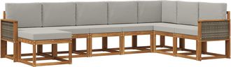 vidaXL Conjunto De Sof&aacute;s De Exterior 8 Uds. Natural Y Gris Claro Vidaxl