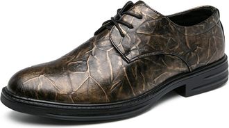 Generic Dress Shoes for Men Lace Up Round Toe Retro Derby Shoes Non Slip Anti-Slip Rubber Sole Slip Resistant Low Top Wedding(Brown,6.5 UK)