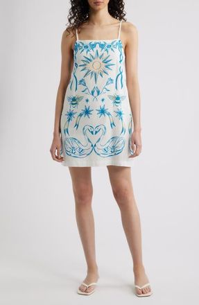 Cleobella Parvana Cotton & Linen Mini Sundress in Lunada Print at Nordstrom, Size X-Large