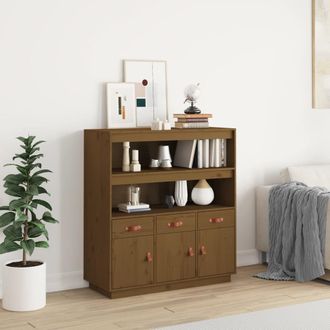vidaXL Vidaxl - Aparador Alto Madera Maciza De Pino Marr&oacute;n Miel 100x40x108,5 Cm