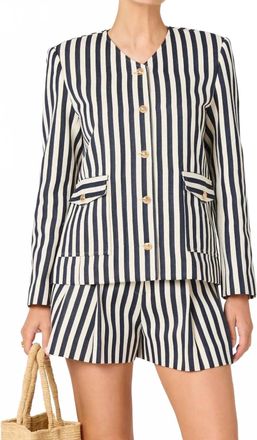Astr Danae Blazer In Cream Navy Stripe