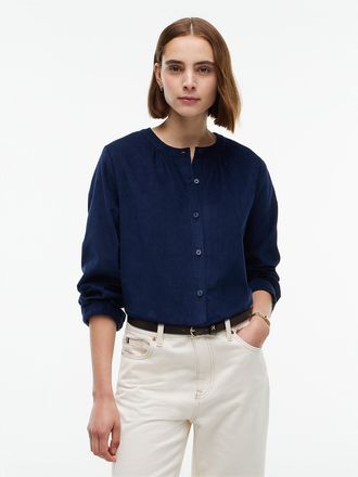 Tommy Hilfiger Womens Relaxed Fit Corduroy Blouse - Carbon Navy - XL