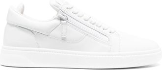Giuseppe Zanotti White Gz 94 Side Zipper Low-Top Leather Sneakers