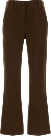 Brunello Cucinelli Moleskin Cigarette Broek - Dames - Straight fit broeken - Bruin - L - Katoen - Broeken