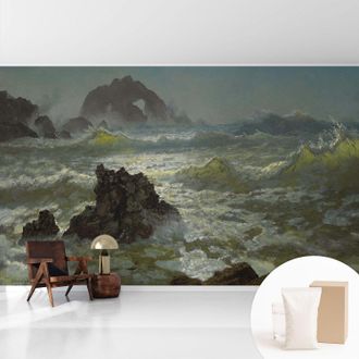 Tulup Tapete Vliestapete Mit Kleber Modern - Wanddeko F&uuml;r K&uuml;che - Klebefolie Wand - Luxus Look St&uuml;rmische See 416x254 Cm