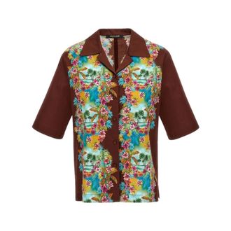 Roberto Cavalli Shirts, female, Multicolor, Size: S Hawaii Print Short Sleeve Shirt