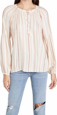 Paige Jovannie Billowy Relaxed Boho Blouse In Ecru Multi