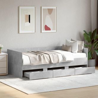 vidaXL Sof&aacute; Cama Con Cajones Sin Colch&oacute;n Gris Hormig&oacute;n 75x190 Cm Vidaxl
