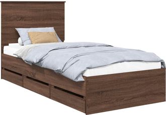 vidaXL Estructura De Cama Roble Marr&oacute;n 90 X 200 Cm Madera Ingenieril Vidaxl