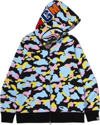 A Bathing Ape Multi Camo Shark Zip Hoodie Black 1M20-115-005-BLK