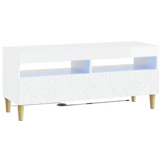 vidaXL Mueble De Tv Led Blanco Brillante Madera De Ingenier&iacute;a Vidaxl