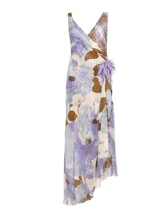 Clips Long Viscose Dress with Wisteria Floral Print