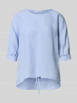 Fynch-Hatton Fynch-Hatton Leinenbluse mit Kordelzug und Rundhalsausschnitt in Hellblau, Gr&ouml;&szlig;e 48