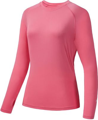 Bassdash Womens UPF 50+ UV Sun Protection T-Shirt Long Sleeve Fishing Hiking Performance Shirts Pink